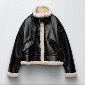 Zara | Faux Leather Shearling Jacket